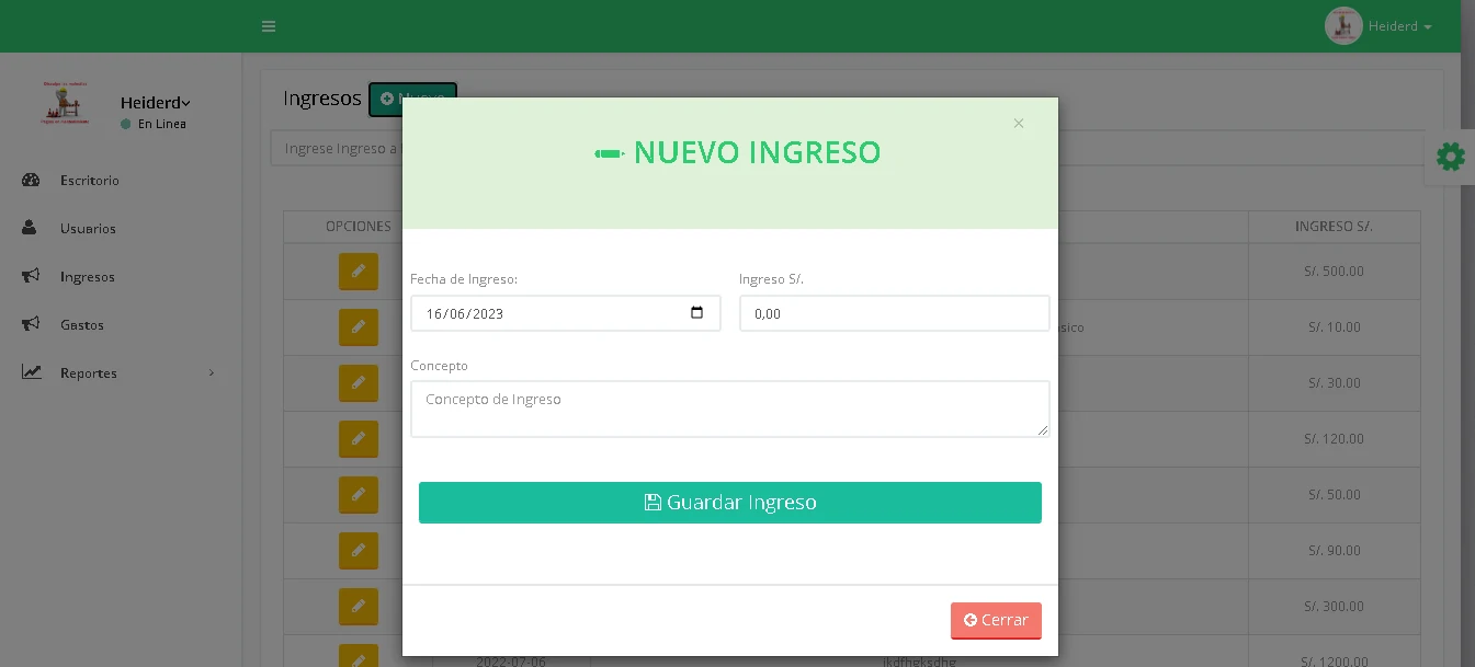 Sistema de Ingresos y Gastos