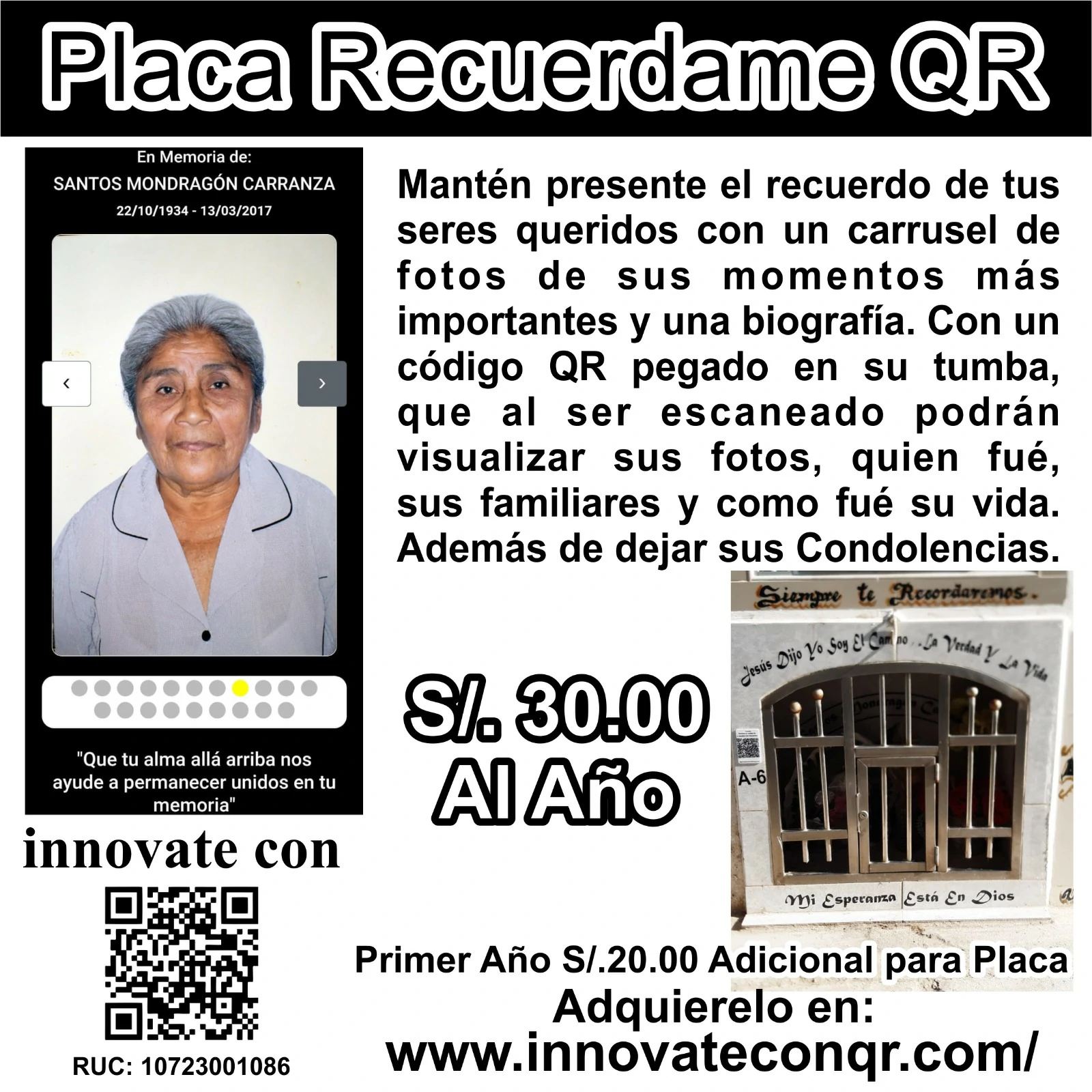 PLACA RECUERDAME QR