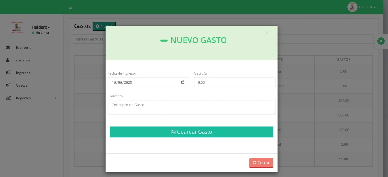 Sistema de Ingresos y Gastos