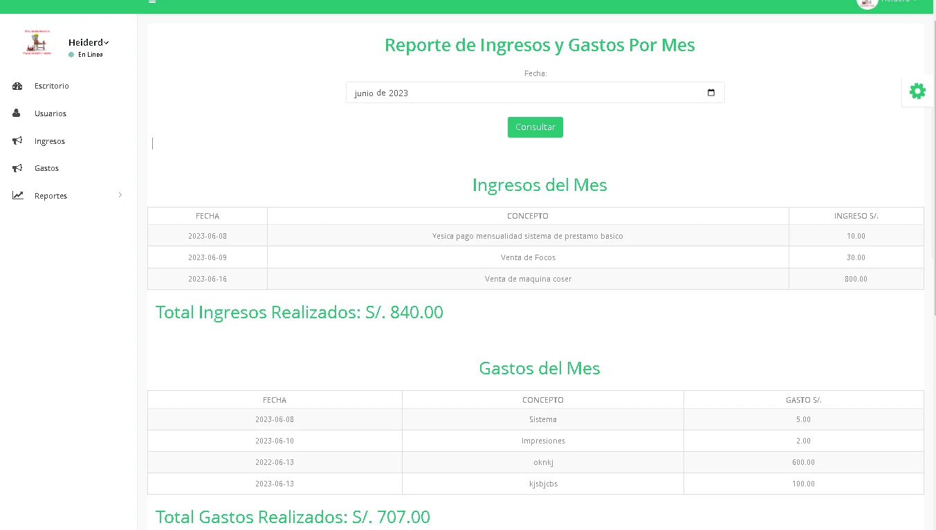 Sistema de Ingresos y Gastos